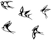 Διακοσμητικό Τοίχου Swallows (Σετ 5Τμχ) 899SKL2369 18/19/11/17/14x19cm Black Wallity Metal
