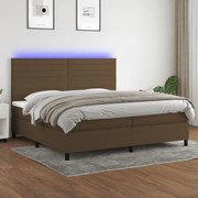 ΚΡΕΒΑΤΙ BOXSPRING ΜΕ ΣΤΡΩΜΑ &amp; LED ΣΚ.ΚΑΦΕ 200X200ΕΚ. ΥΦΑΣΜΑΤΙΝΟ 3134984