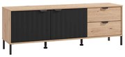 Έπιπλο Τηλεόρασης Vandea 157 3K2F2V Artisan Oak - Μαύρο Μάτ 157x40x54 εκ. 157x40x54 εκ.