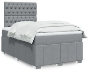 Κρεβάτι Boxspring με Στρώμα Ανοιχτό Γκρι 120x190 εκ. Υφασμάτινο