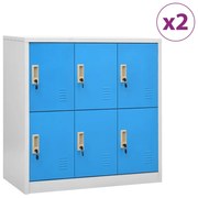 vidaXL Φοριαμοί 2 τεμ. Ανοιχτό Γκρι/Μπλε 90 x 45 x 92,5 εκ. Ατσάλινοι