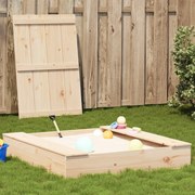 vidaXL Αμμοδόχος με Κάλυμμα 111x111x19,5 εκ. από Μασίφ Ξύλο Πεύκου