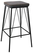 WOODWELL ΕΜ779,1PANTON Σκαμπό BAR, Μέταλλο Βαφή Μαύρο, PU Απόχρωση Vintage Grey 43x43x76cm ΕΜ779,1