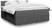 vidaXL Κρεβάτι Boxspring με Στρώμα Σκούρο Γκρι 200x200 εκ. Υφασμάτινο