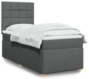 vidaXL Κρεβάτι Boxspring με Στρώμα Σκούρο Γκρι 80x200 εκ. Υφασμάτινο