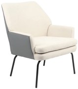 Πολυθρόνα Kieran pakoworld ύφασμα μπεζ-γκρι - πόδι μαύρο 77x69x82.5εκ