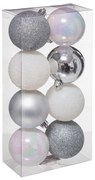 Χριστουγεννιάτικες Μπάλες (Σετ 8τμχ) A-S Xmas Balls Silver/White 129170AB