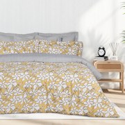 Σετ Σεντόνια Polycotton Υπέρδιπλα Με Λάστιχο 170x200+35εκ. Casual 5432 Ώχρα-Λευκό Das Home