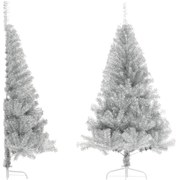vidaXL Χριστουγεννιάτικο Δέντρο Τεχνητό Μισό με Βάση Ασημί 180 εκ. PET