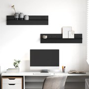 vidaXL Ράφια Τοίχου με ράφι με αποθήκευση 2 pcs Μαύρη Δρυς 80 x 11.5 x 18 εκ