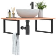 vidaXL Ράφι Νιπτήρα Τοίχου από Ατσάλι / Μασίφ Ξύλο Δρυός