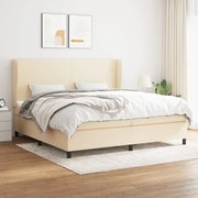 vidaXL Κρεβάτι Boxspring με Στρώμα Κρεμ 200x200 εκ. Υφασμάτινο