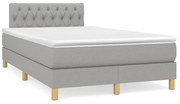 Κρεβάτι Boxspring με Στρώμα Ανοιχτό Γκρι 120x190 εκ. Υφασμάτινο - Γκρι