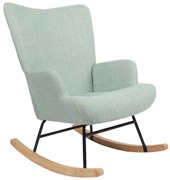 Κουνιστή πολυθρόνα Jianna pakoworld μέντα ύφασμα με πόδι σε φυσική απόχρωση 79x64x89εκ