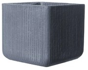 Supergreens Γλάστρα Πήλινη Τετράγωνη "Stripe" Γκρι Σκούρο S 23x23x22 εκ.