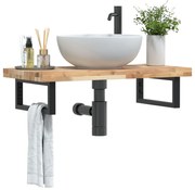Ράφι Νιπτήρα Τοίχου από Ατσάλι / Μασίφ Ξύλο Ακακίας