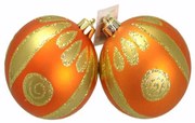 Χριστουγεννιάτικες Μπάλες 00.02.2735 (Σετ 2τμχ) 8cm Gold-Orange
