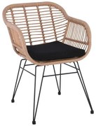 Πολυθρ.Μεταλ.Μαύρη/Wicker Φυσικό, SALSA Μαξ.Μαύρο 55x66x76cm