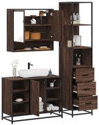 vidaXL Σετ Επίπλων Μπάνιου 3 Τεμαχίων Καφέ Δρυς από Τεχν. Ξύλο