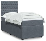 vidaXL Κρεβάτι Boxspring με Στρώμα Σκούρο Γκρι 80x200 εκ. Βελούδινο