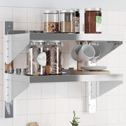 Ράφι Τοίχου 2 Επιπ. Ασημί 50x30x48 εκ. Ανοξείδωτο Ατσάλι 30316