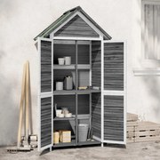 Αποθήκη Εργαλείων Κήπου Γκρι 89x52,5x175 εκ. Μασίφ Ξύλο Πεύκου 172244