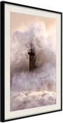 Αφίσα - Lighthouse During a Storm - 40x60 - Μαύρο - Με πασπαρτού