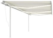 vidaXL Τέντα Αυτόματη με LED & Αισθητήρα Ανέμου Κρεμ 6 x 3 μ.