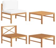 vidaXL Σαλόνι Κήπου Σετ 2 Τεμαχίων από Ξύλο Teak με Κρεμ Μαξιλάρια