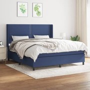 Κρεβάτι Boxspring με Στρώμα Μπλε 180x200 εκ. Υφασμάτινο - Μπλε