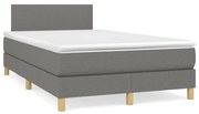 vidaXL Κρεβάτι Boxspring με Στρώμα &amp; LED Σκ.Γκρι 120x190εκ. Υφασμάτινο