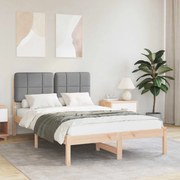 vidaXL Σκελετός Κρεβατιού με Επενδεδυμένο Κεφαλάρι Ανοιχτό γκρι