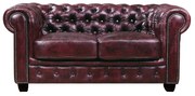 Καναπές Διθέσιος CHESTERFIELD Leather Κόκκινο Antique 160x92x72cm