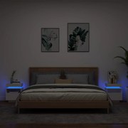 vidaXL Κομοδίνα με Φώτα LED 2 τεμ. Λευκά 40 x 39 x 48,5 εκ.