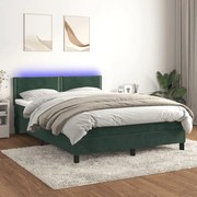 ΚΡΕΒΑΤΙ BOXSPRING ΜΕ ΣΤΡΩΜΑ &amp; LED ΣΚ. ΠΡΑΣΙΝΟ 140X200ΕΚ ΒΕΛΟΥΔΟ 3134348