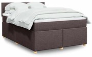 vidaXL Κρεβάτι Boxspring με Στρώμα Σκούρο Καφέ 140x190 εκ. Υφασμάτινο