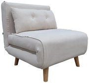 Πολυθρόνα-κρεβάτι Josuane pakoworld μπεζ βελούδο και ξύλινο πόδι σε φυσική απόχρωση 78x80x81εκ