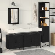 vidaXL 4 Τεμαχίων Σετ Επίπλων Μπάνιου Μαύρη Δρυς Κατασκευασμένο Ξύλο