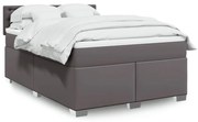 vidaXL Κρεβάτι Boxspring με Στρώμα Γκρι 140x190εκ. από Συνθετικό Δέρμα