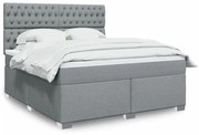 Κρεβάτι Boxspring με Στρώμα Ανοιχτό Γκρι 180x200 εκ. Υφασμάτινο - Γκρι