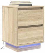 vidaXL Κομοδίνο με φώτα LED Sonoma Oak 38x34x50 cm