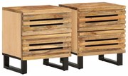 vidaXL Κομοδίνα 2 τεμ. 40 x 33 x 46 εκ. Ακατέργαστο Μασίφ Ξύλο Μάνγκο