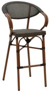 Σκαμπό μπαρ Efolian  καρυδί αλουμίνιο-γκρι textilene 58x58x113εκ