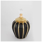 Βάζο Με Καπάκι Κεραμικό Μαύρο &amp; Χρυσό 15x24.5cm 752-20119 Estheti-752-20119-Μαύρο-Χρυσό 752-20119