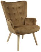 Πολυθρόνα Fluffy βελούδο ταμπά-φυσικό πόδι 75x69x96εκ Υλικό: VELVET - WOOD 255-000026