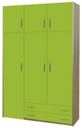 SARFURNITURE Παιδική ντουλάπα τρίφυλλη με πατάρι λαχανί SAR-112069
