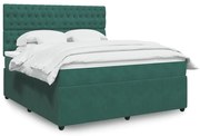 vidaXL Κρεβάτι Boxspring με Στρώμα Σκούρο Πράσινο 180x200εκ. Βελούδινο