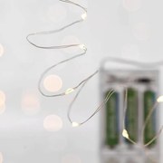 Eurolamp Σειρά 20 Mini LED Θερμό Λευκό 2m Ασημί Σύρμα Μπαταρίας 600-11221