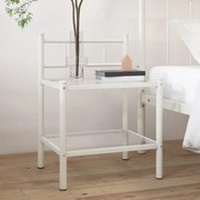 vidaXL Κομοδίνο Λευκό και Διαφανές 45x34,5x60,5εκ. από Μέταλλο & Γυαλί