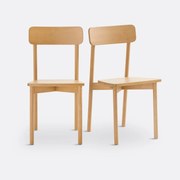 Σετ 2 καρέκλες από μασίφ ξύλο οξιάς, Jodi